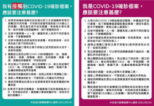 COVID-19確診及接觸者注意事項-疫情指揮中心宣導海報